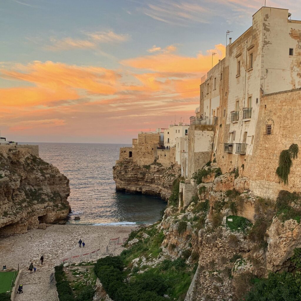 Polignano a Mare’s iconic Lama Monachile beach.