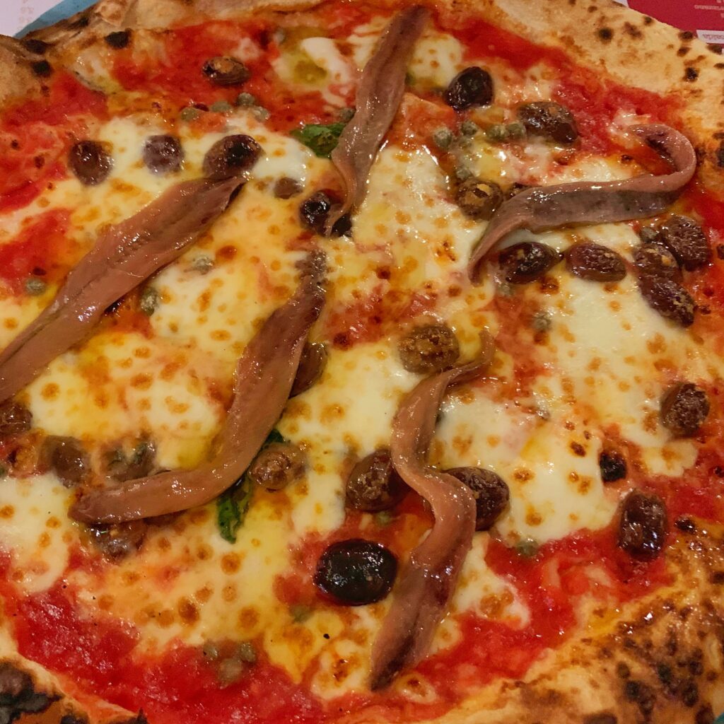 Pizza Napoli from Luppolo & Farina, Latiano. The Puglia pizzeria was voted one of Italy’s top 50 | photo the Puglia Guys for the Big Gay Puglia Guides.