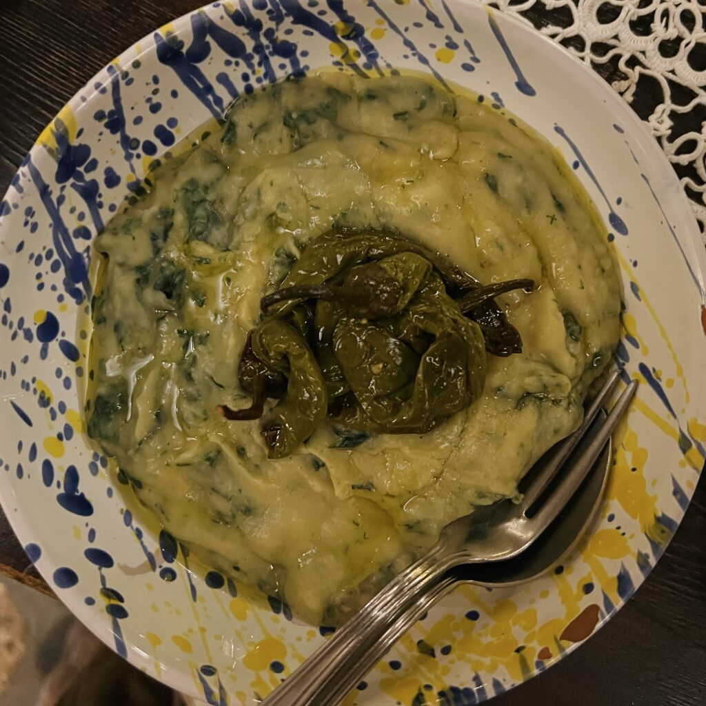 Fava bean purée from Casa San Giacomo, Madonna’s favorite restaurant in Ostuni (she celebrated her 63rd birthday here). Puglia by food. A virtual tour of Puglia’s best food, dishes, restaurants. Puglia is one of Italy’s top foodie destinations | Photo © the Puglia Guys for the Big Gay Podcast from Puglia guides to gay Puglia, Italy’s top gay summer destination for LGBT travel.