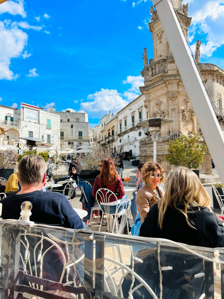 Casbah bar on Ostuni’s main square, piazza della Libertà has the most expensive Aperol Spritz on the piazza. Only 10 metres away the price is less than a third! 