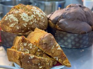 Panettone - traditional and three chocolate artisan panettone from Emalu pasticceria in Puglia. From the Puglia Guys Guide to Panettone, Italy’s traditional Christmas cake. Eat Puglia with the Puglia Guys.