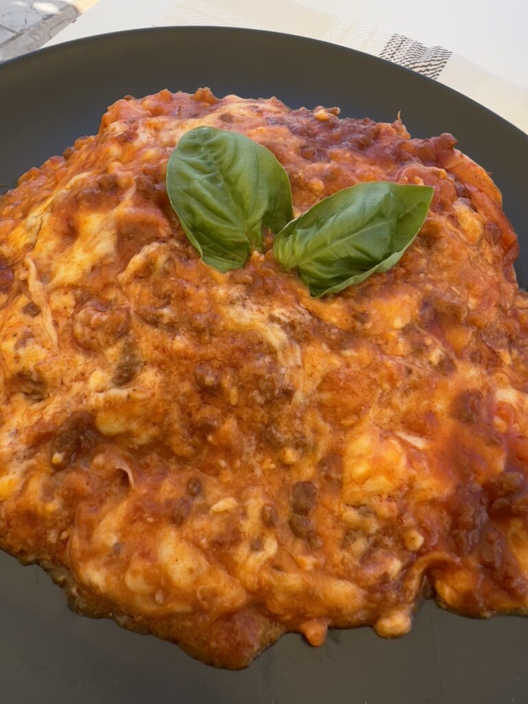 Lasagne from Caffè Fanelli Bistrot, Ostuni. Deliciously wet and saucy. Photo the Puglia Guys from the Puglia Guys Ostuni Guide.