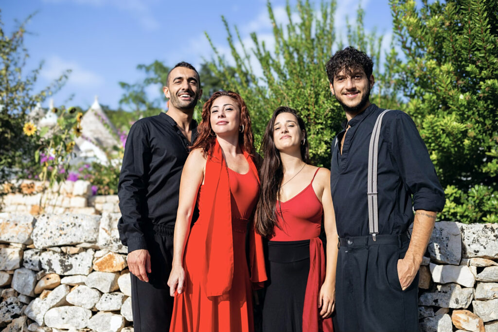 Fabrizio Nigro, Mina Vita, Ludovica Morleo and Andrea De Siena from the Scuola di Pizzica di San Vito. Photo ©️ Scuola di Pizzica di San Vito