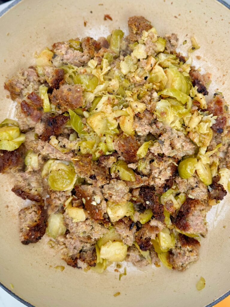Orecchiette with sprouts and stuffing recipe made by the Puglia Guys for the Puglia Kitchen Christmas crossover.